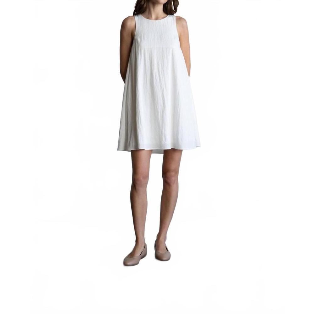 NEW ELLE GREY simplicity crew neck a line mini dress in white